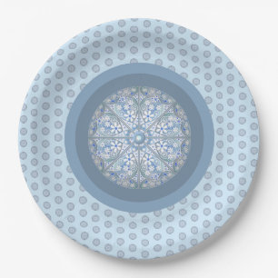 Assiettes En Carton Dentelle en céramique bleu clair