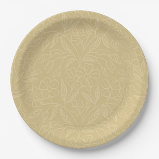 Assiettes En Carton Dentelle Florale Jaune