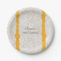Dentelle jaune et blanche Élégant lumineux rustiqu