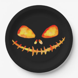 Assiettes En Carton Déplaisant visage de la lanterne Jack O'