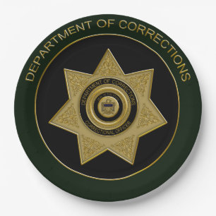 Assiettes En Carton Dept of Corrections Badge Blk Grn Go-PAPIER PLATE