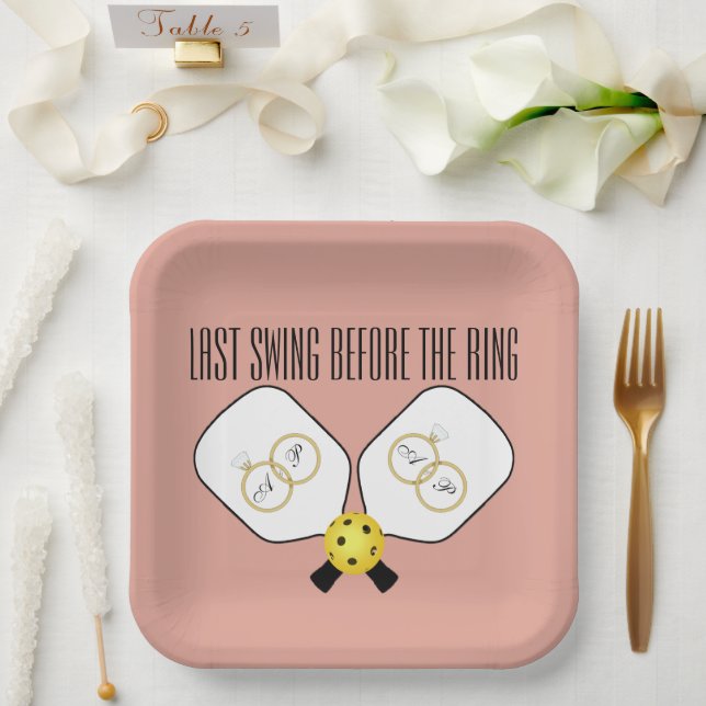 Assiettes En Carton Dernier balancement avant le mariage de pickleball (Mariage)