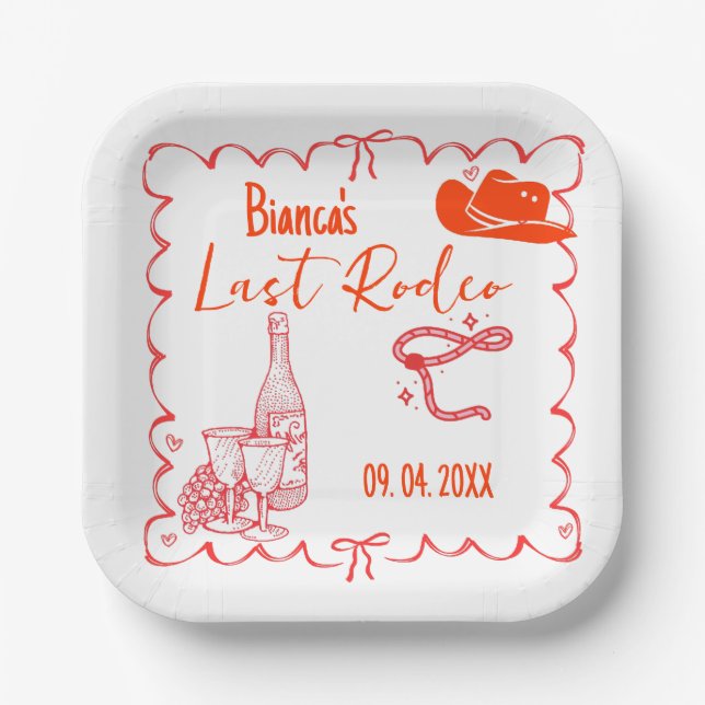 Assiettes En Carton Dernier Rodeo Nashville Bachelorette Week-end (Recto)