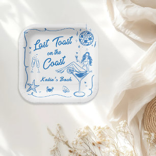 Assiettes En Carton Dernier Toast Coast Beach Blue Bachelorette Party