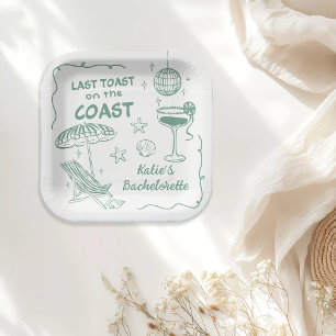Assiettes En Carton Dernier Toast Coast Beach Green Bachelorette Party
