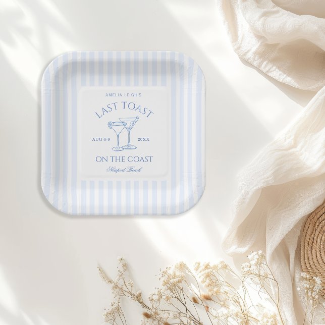 Assiettes En Carton Dernier Toast sur la Côte Bachelorette Week-end (Créateur téléchargé)