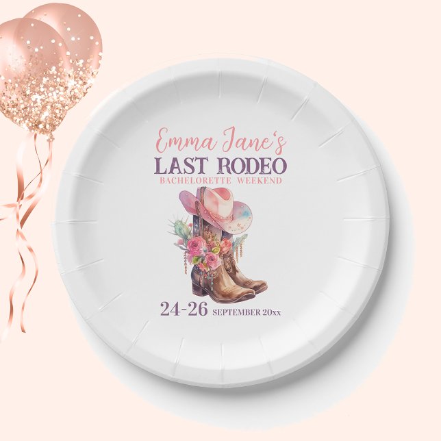 Assiettes En Carton Dernière Cowgirl Rodeo Rose Enterrement de Vie de  (Créateur téléchargé)