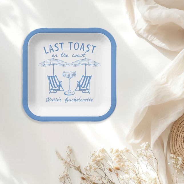 Assiettes En Carton Dernière Toast Coast Blue Bachelorette à main (Créateur téléchargé)