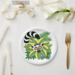 Assiettes En Carton Des lémuriens de Madagascar dans la jungle exotiqu