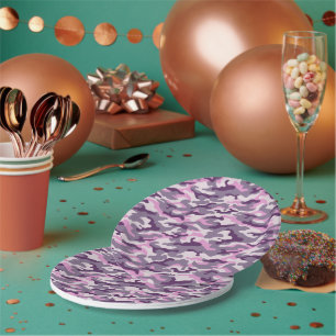 Assiettes En Carton Des nuances de style de fête camouflage rose