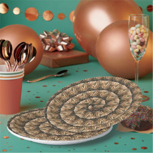 Assiettes En Carton Des Oreilles De Blé Dans Un Motif De Blé Spiral,