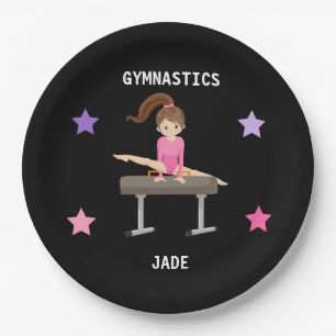 ASSIETTES EN CARTON DES PLAQUES DE FÊTE GYMNASTIQUES POUR FILLES PERSO