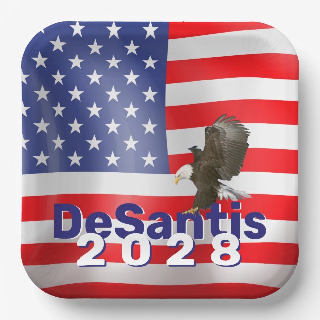 Assiettes En Carton DeSantis 2028 avec Bald Eagle (Recto)