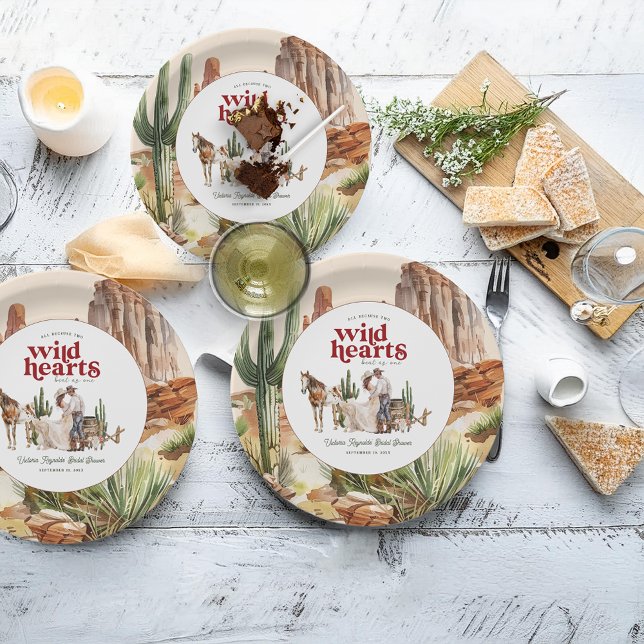 Assiettes En Carton Désert de Boho Ouest | FÊTE DES MARIÉES (Créateur téléchargé)