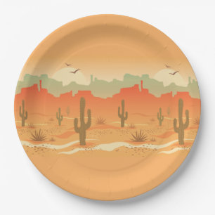 Assiettes En Carton Desert Paysage Design Plaque en papier