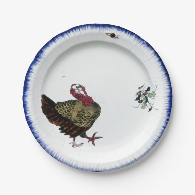 Assiettes En Carton Design de dinde porcelaine antique Thanksgiving bl (Devant)