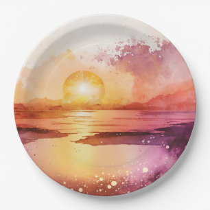 Assiettes En Carton Design de la gamme Watercolor Beach 3