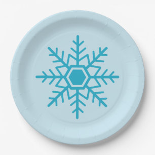 Assiettes En Carton Design de snowflacon bleu
