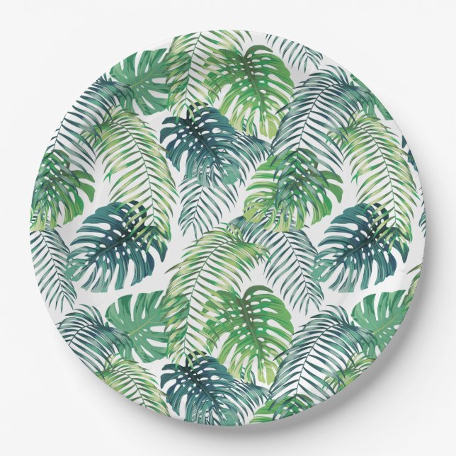 Assiettes En Carton Design Feuille de la jungle tropicale (Devant)