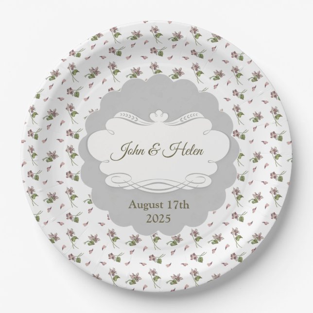 Assiettes En Carton Design floral (Devant)