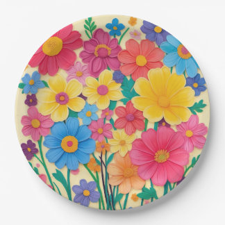 Assiettes En Carton Design floral brillant pour événements spéciaux Co