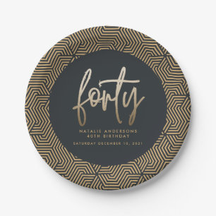 Assiettes En Carton Design moderne 40e anniversaire simple élégant s