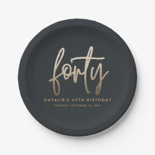 Assiettes En Carton Design moderne 40e anniversaire simple élégant s