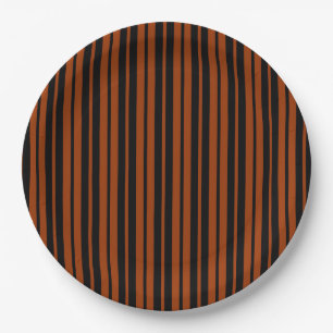 Assiettes En Carton Design Motif Brown en bandes verticales noires