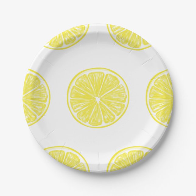 Assiettes En Carton Design motif de tranches de citron (Devant)