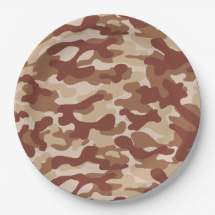 Assiettes En Carton Dessert camouflage tan