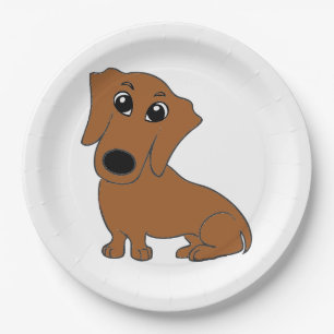 Assiettes En Carton dessin animé rouge de dachshund