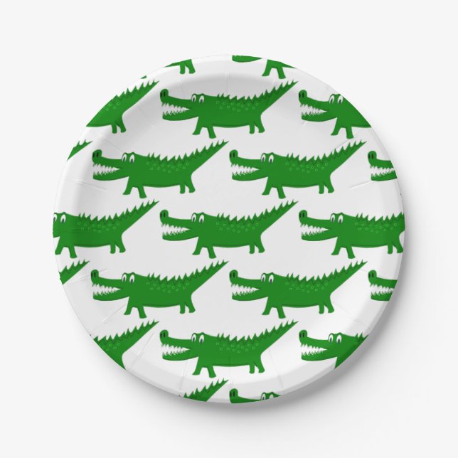Assiettes En Carton Dessin de bébé alligator mignon (Devant)