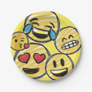 Assiettes En Carton Dessin de Doodle Emoji entre Ado et anniversaire