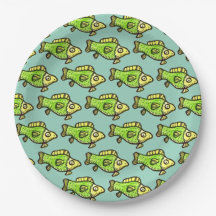 Dessin de poisson vert de dessin animé drôle