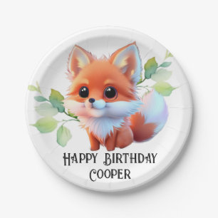 Assiettes En Carton Dessin de renard mignon animaux de la forêt amis d