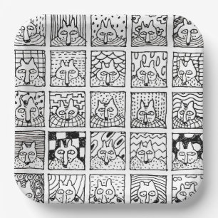 Assiettes En Carton Dessin de renards de dessin animé aux visages carr