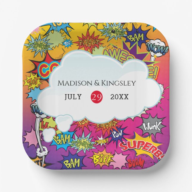 Assiettes En Carton Dessin Pop 💥 Graffiti 🎨 Mariage (Recto)