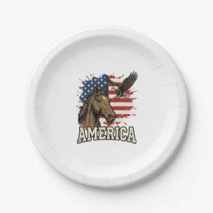 Assiettes En Carton Dessin vectoriel patriotique de l'aigle de cheval 