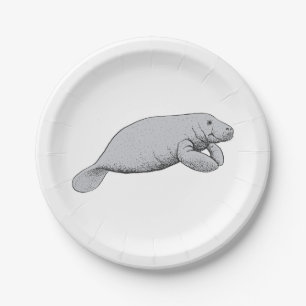 Assiettes En Carton Dessin Vintage de Lamantin