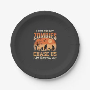 Assiettes En Carton Dessins drôles de zombies Halloween nous poursuive