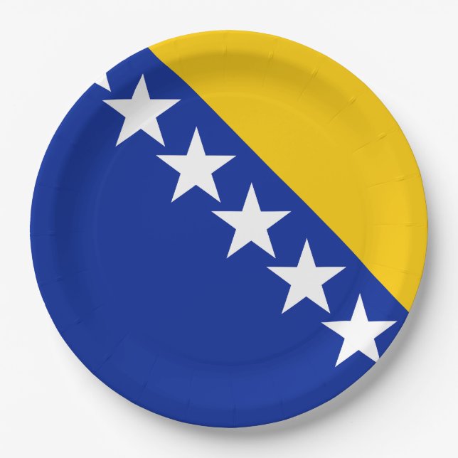 Assiettes En Carton Dessous de verre du drapeau de BiH (Devant)