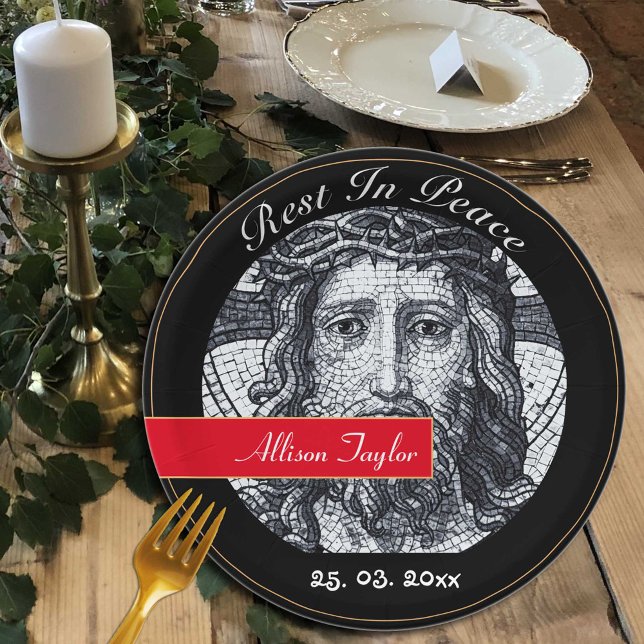 Assiettes En Carton Deuil avec Jésus Christ / Mémorial, Funérailles (Créateur téléchargé)
