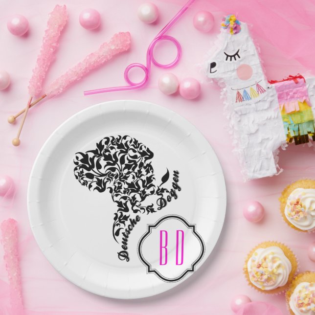 Assiettes En Carton Deutsche Doggen Kopf Illustration Blatt (Fête)