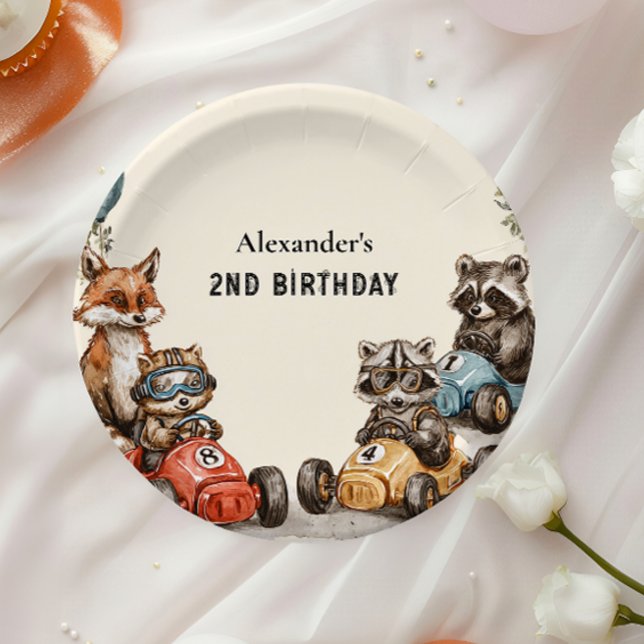 Assiettes En Carton Deux animaux de forêt rapides 2e anniversaire (Créateur téléchargé)