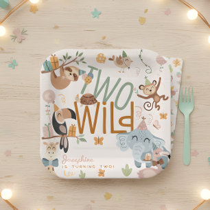 Assiettes En Carton Deux animaux sauvages safari anniversaire de enfan