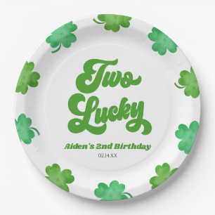 Assiettes En Carton Deux Chanceux Trèfle Vert Shamrock Fête d'annivers