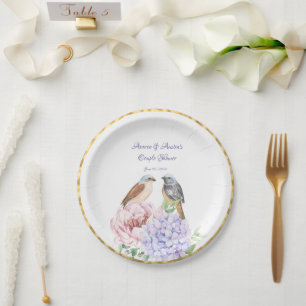 Assiettes En Carton Deux Chanson Aquarelle Couple Douche