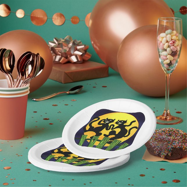 Assiettes En Carton Deux chats noirs (Créateur téléchargé)