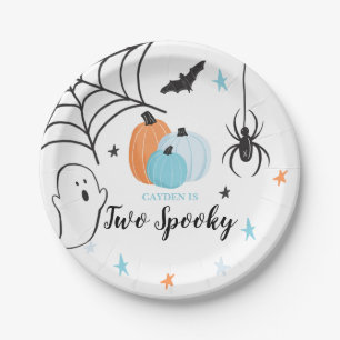 Assiettes En Carton Deux citrouilles bleues effrayantes pour l'anniver