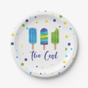Assiettes En Carton Deux Cool 2e anniversaire bleu vert